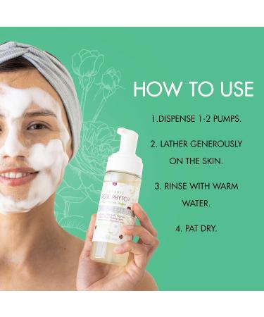 Gentle Organic Facial Cleanser | Natural Hydrating Face Wash with Rose | Sulfate Free | Ideal for Women | 5 oz - Buy Online on GoSupps.com