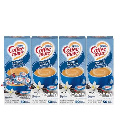 Nestle Coffee mate Coffee Creamer, French Vanilla, Liquid Creamer Singles, Non Dairy, No Refrigeration, Box of 50 Singles (Pack of 4) French Vanilla 50 Count (Pack of 4)