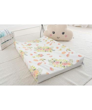 Gilded Bird Wedge Baby Changing Mat with Raised Sides | 69x44cm, Extra Thick & Wipeable | Orange Bloom - White - Buy Online on GoSupps.com
