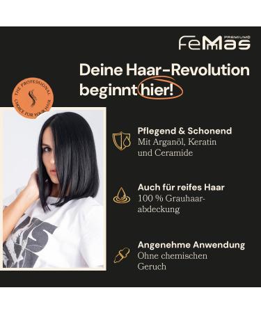  Femmas FemMas Black Brown Hair Colour 2.0 Professional Cream with Argan Keratin and Ceramide Oil for Permanent Hair Colour for Long Lasting Vibrant Colour Results - Buy Online on GoSupps.com