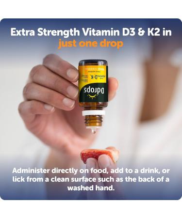 Ddrops Extra Strength 5000 IU Vitamin D3 + K2 90 Drops - Liquid Vitamin D3 & K2 (MK7) Supplement. Supporting Strong Bones Immune System and Cardiovascular Health. 0.06 Fl Oz (Pack of 1) - Buy Online on GoSupps.com