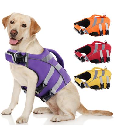 Kuoser life jacket dog durability dog chimney excellent buoyancy life jacket dog small large medium high safety dog swimming vest large dogs purple XS XS purple