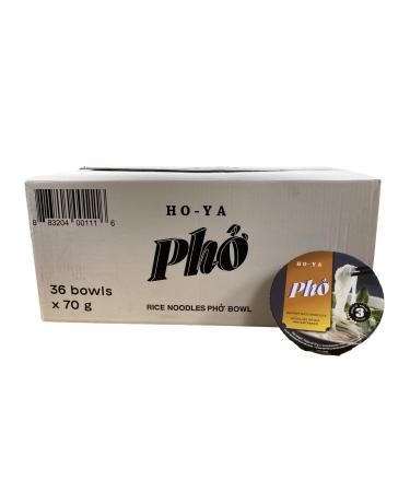 HO-YA Instant Vietnamese Pho Noodles Bowl 36 Pack 70g Rice Noodles with Chili Powder Packet Vegetarian and Gluten Free 70 g (Pack of 36)