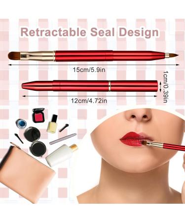 Simarro 2Pcs Retractable Lip Brush Set - Double-Ended Travel Makeup Tool for Lipstick & Gloss - Portable and Cover Included - Ideal for Women and Girls (Pink+Red) - Buy Online on GoSupps.com