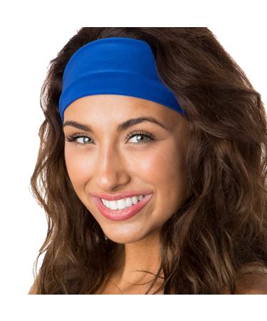 Hipsy Xflex Basic Adjustable & Stretchy Wide Softball Headbands for Women Girls & Teens Lightweight Basic Royal Blue