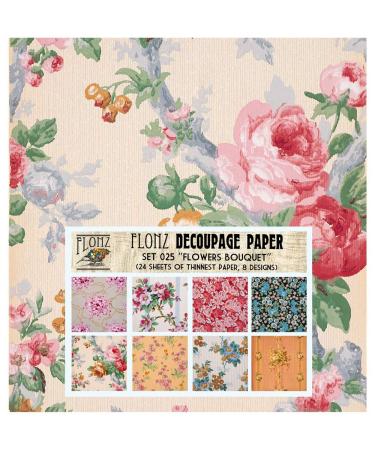 Decoupage Paper Pack (24 Sheets 6"x6") Flower Bouquet FLONZ Vintage Styled Paper for Decoupage and Craft One - Buy Online on GoSupps.com