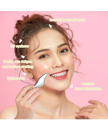 Eye Roller 2-in-1 Stainless Steel Gua Sha Facial Tool | Eye Cream Applicator & Face Massager for Skincare | Travel Pouch Included - Ideal Gift (Silver - Buy Online on GoSupps.com