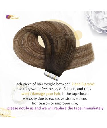 Moresoo Seamless Tape-In Hair Extensions | Real Brown Hair Tapes | Dark Brown to Honey Blonde | 40 cm / 25g #4/10/16 - Buy Online on GoSupps.com