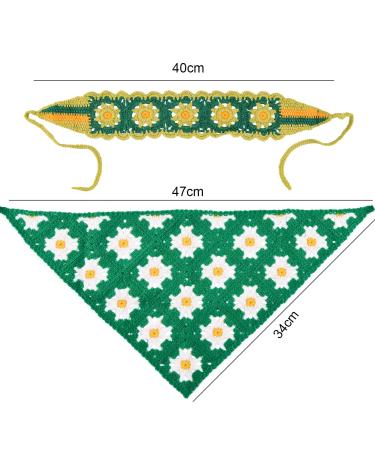 Floral Crochet Hair Bandanas Set | Handmade Hippie Headbands | Knitted Triangle Hair Scarves - Buy Online on GoSupps.com