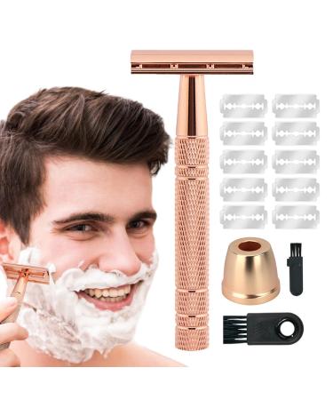Safety Razor Metal reusable double shapers anti-slip metal rasier knives metal-razor meter with a long handle coated razor for men and women for trips and too