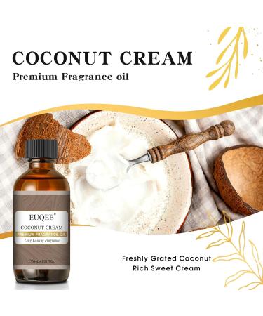 EUQEE Coconut Cream Fragrance Oil 60ml - Premium Grade Aromatherapy Essential Oil for Diffusers and Candle Making - Buy Online on GoSupps.com