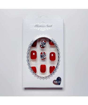 MENILITHS 24Pcs/Set Press On Nails Wine Red Square Diamond Short Style False Nails Acrylic Fake Nails Full Cover Nails Tips Artificial Finger Manicure Press on nails for Women and Girls - Buy Online on GoSupps.com