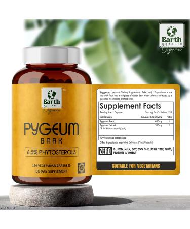 Earth BOTANIC Organic Pygeum Bark Extract 500mg Capsules - Prostate Health & Men's Wellness Supplement - 4 Month Supply - Buy Online on GoSupps.com