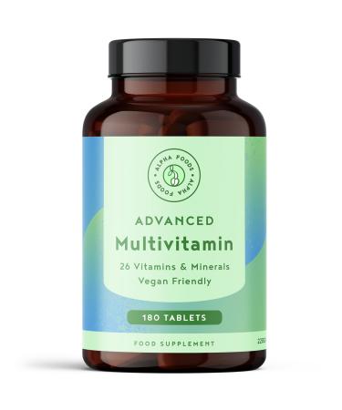 Multivitamins & Minerals - 180 Vegan Multivitamin Tablets for Men and Women - 26 Essential Active Vitamins & Minerals with Vitamin D B12 VIT C Magnesium and Zinc - Made in The UK - Alpha Foods - Buy Online on GoSupps.com