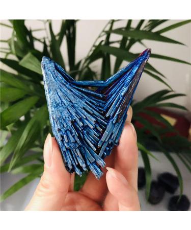 Natural Crystal Rough Natural Crystal Rough 1pcs Crystals and Stones Jet Stone Rainbow Titanium Cluster Blue Flame Feather Crystal Cluster Stones (Color : Blue Size : 30-40g) 30-40g Blue