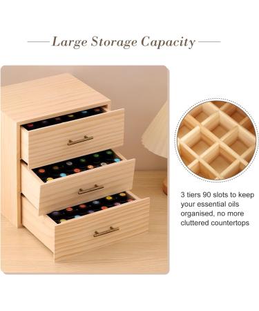 Wakects 90 Slots Essential Oils Storage Box - Wooden Aromatherapy Organizer for Travel & Storage - 3 Level Design for Fragrance Oils - Buy Online on GoSupps.com
