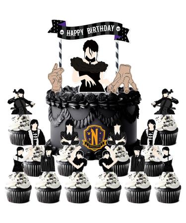 29 Decorations for Wednesdays Cake Topper Cupcake Toppers Set Birthday Party Supplies Decor