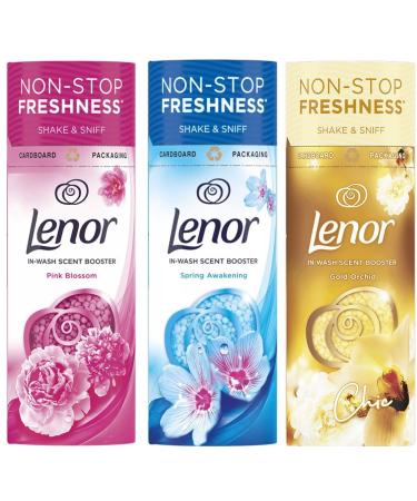Lenor in Wash Scent Booster Beads Mixed Scented Bundle: Pink Blossom Fragrance 176 gr + Spring Awakening Scent 176 gr + Gold Orchid Scent 176 gr