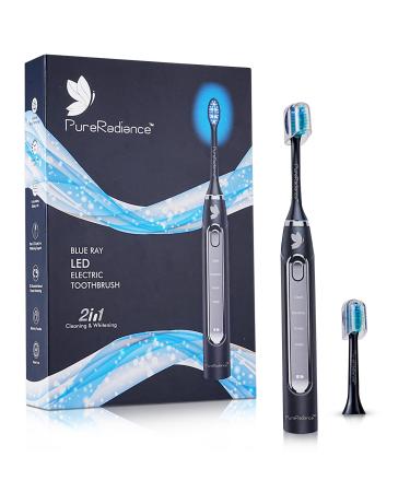 LED Whitening Electric Toothbrush Waterproof Electric Toothbrush for Adults - Sonicare with 6 Warm LED Blue Lights for Your Brightest Smile Yet Black