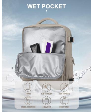 Bergsalz Brown Travel Backpack - Airline Approved Personal Item, Waterproof and Stylish for Women, Men, Teen Girls - Ideal for College, Gym, and Carry On - Buy Online on GoSupps.com