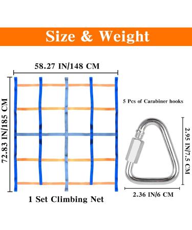Galagee Climbing Cargo Net for Kids - Indoor/Outdoor Ninja Net Swingset Rope Ladder (96x48) with Carabiners and Bag - Buy Online on GoSupps.com