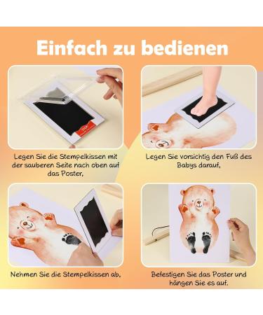 Togou2s Baby Footprint & Handprint Set - 2pcs Baby Stamp Cushion for Baby Shower Gift (0-6 Months) - Non-Contact Color Prints - Ideal Kinderzimmer Decoration - Buy Online on GoSupps.com