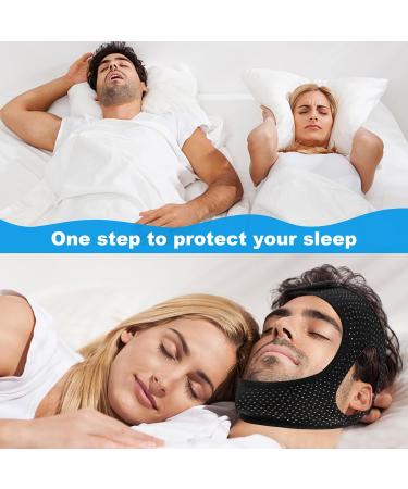 Breathable Anti-Snore Chin Strap | Stop Snoring Sleep Belt for Men & Women - Jaw Support Solution (Black - Buy Online on GoSupps.com