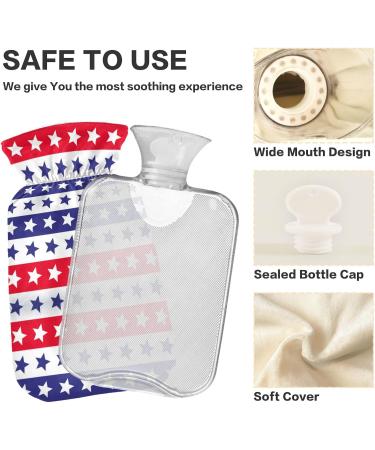 Naanle Stripes American Hot Water Bottle 1L | Transparent Bag | Heat Therapy & Pain Relief for Bed Hands & Feet - Buy Online on GoSupps.com