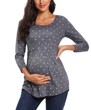 Love2Mi Maternity Top Short Sleeve Pregnancy T-Shirt Summer Tunic L Flower45-l