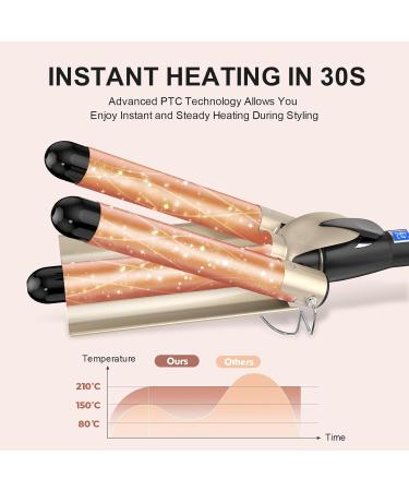 Buy Wavel Iron 3-Barrel Curling Iron for Beach Waves | 25mm | 14 Heat Settings | Ideal for All Hair Types | Ceramic Coated | Includes 2 Hair Clips - Buy Online on GoSupps.com