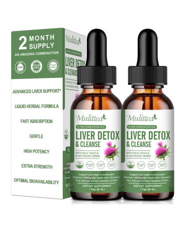 (2 Pack) Liver Health Liquid Drops -Support Liver Cleanse Detox & Repair with Artichoke Milk Thistle Silymarin Extract Dandelion Turmeric Berberine to Renew w/21 Potent Herb-Nutrients-