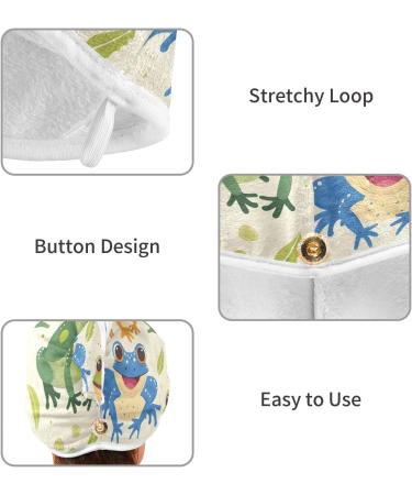 Cartoon Animals Seamless Frogs Hair Towel 2 Pack | Super Absorbent Quick Dry Hair Turbans for Women & Girls - Buy Online on GoSupps.com