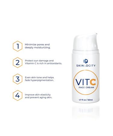 Skinlocity VIT C Face Cream - Hydrating Vitamin C Lotion with Aloe & Natural Oils for Healthier Skin - International Shipping Available - Buy Online on GoSupps.com