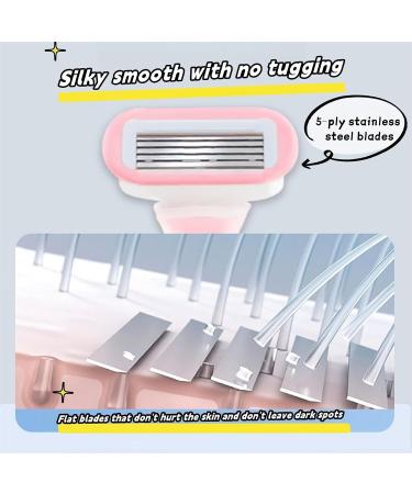 Women's Travel Razor Kit - Portable 5-Blade Mini Razor with Case & 4 Refills | Outdoor Shaving Essentials in Pale Pink - Buy Online on GoSupps.com