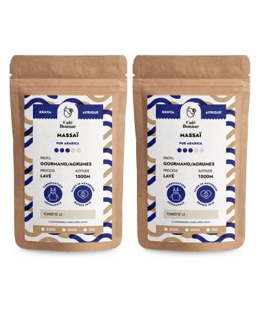 Caf Bonnac - Lot de 2 1 kg | Caf Moulu Kenya Massa | 100% Arabica De Haute Altitude | Go t Fruit Et Intense | Torr faction Artisanale En France 1 kg (Lot de 2) 2