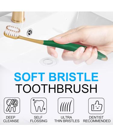 Soft Toothbrushes for Adults with Travel Case | Dual-Thickness Bristles | Gentle Oral Care | Pack of 2 (White & Blue) | Ideal for Travel - Buy Online on GoSupps.com