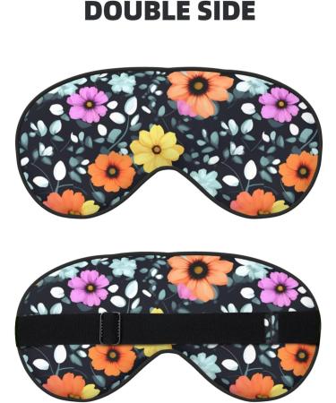 Colourful Flowers Unisex Adjustable Eye Mask - Blackout Sleep Mask for Travel Yoga Home & Office Nap - Buy Online on GoSupps.com