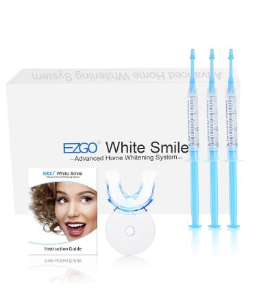 EZGO Teeth Whitening- Professional Kit- 22% Carbamide Peroxide  Sensitive Teeth Whitening  UV LED Light  (3) 3ml Whitening Gel Syringes  Whitening Tray