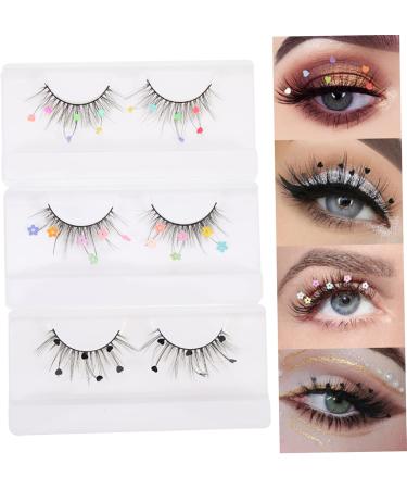 Beavorty 3 Pairs sequin false eyelashes pride outfit cosplay lashes color lashes fake lashes natural colored eyelashes pride makeup colored lashes flower stickers girl Miss Imitation - Buy Online on GoSupps.com