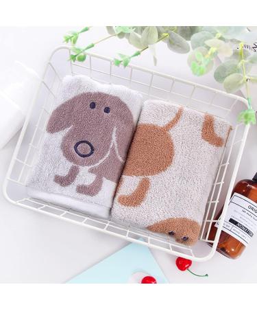 Kissvian 2 Pack Pure Cotton Hand Bath Towel Set - Cartoon Dog Pattern - Soft & Absorbent Washcloths - Size 13.4 x 28.4 - Buy Online on GoSupps.com