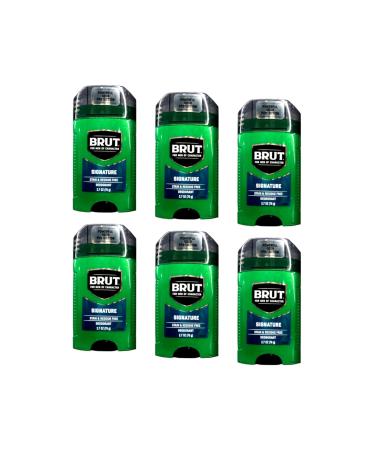 Brut Signature Deodorant Stain & Residue Free Powerful Odor Protection 2.7 oz (76 g) (Pack of 6) Signature 2.7 Ounce (Pack of 6)