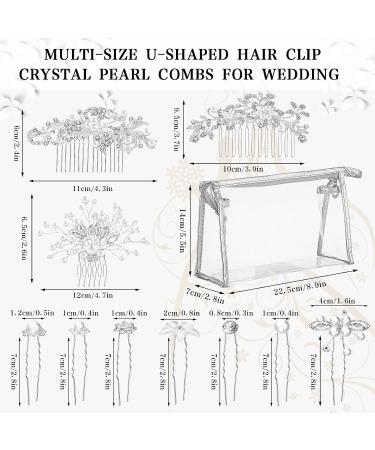 Dingion 125 Pieces Wedding Hair Comb Set with Rhinestone Flower Clips - Silver - Buy Online on GoSupps.com