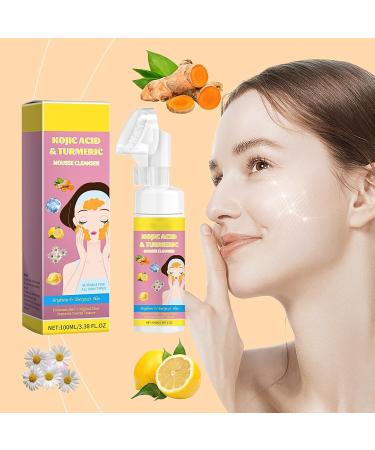 Kojic Acid & Turmeric Face Wash Foaming Cleanser Turmeric Facial Cleanser Gentle Foaming Face Wash for Oily Skin Acne Prone Skin Turmeric Mousse Cleanser for Dark Spots Removes Excess Oil - Buy Online on GoSupps.com