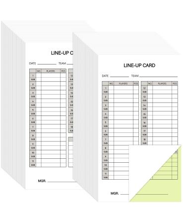 Geyee Baseball Softball Lineup Cards 4.52 x 7.86 Inch Lineup Sheet Games with Player Roster Baseball Scorebook Baseball Coaching Accessories for Coaches Umpires, 4 Part Carbonless Copies 50
