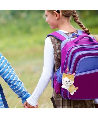 Soft Plush Mini Cat Key Pendant | Cuddly Toy Keychain - Cartoon Anime Doll Figure - Light Yellow & Coffee - Buy Online on GoSupps.com