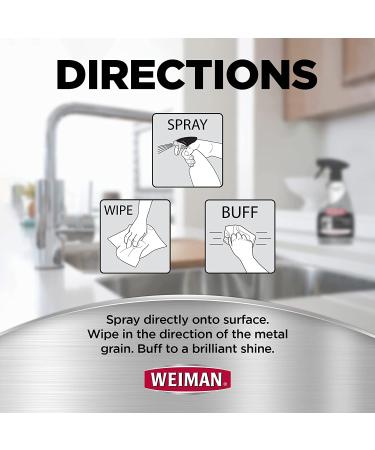 Weiman Stainless Steel Cleaner and Polish with Microfiber Cloth - Protects Appliances, Leaves Streak-Free Shine - Ideal for Refrigerator, Dishwasher, Oven, Grill - Buy Online on GoSupps.com