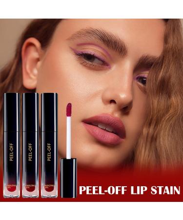 3 Colors Peel Off Lip Liner Stain - Waterproof Long Lasting Transfer Proof Red Lip Tint | Matte Finish & Highly Pigmented - Buy Online on GoSupps.com