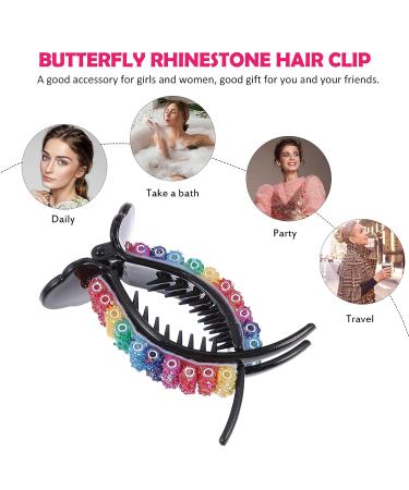 Beaupretty Rhinestone Hair Claw Clips - 2 Pcs Nonslip Banana Jaw Clips for Women and Girls - Buy Online on GoSupps.com