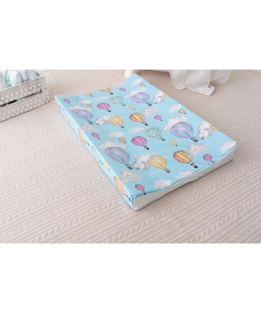 Gilded Bird Wedge Baby Changing Mat | Raised Sides Change Pad 69x44cm | Extra Thick & Wipeable | Balloon Festival Blue - Buy Online on GoSupps.com