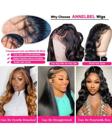 ANNELBEL Body Wave Lace Closure Wig 18 Inch Natural Color - Brazilian Human Hair, Pre Plucked with Baby Hair, 150% Density - Glueless Wig for Black Women - Buy Online on GoSupps.com